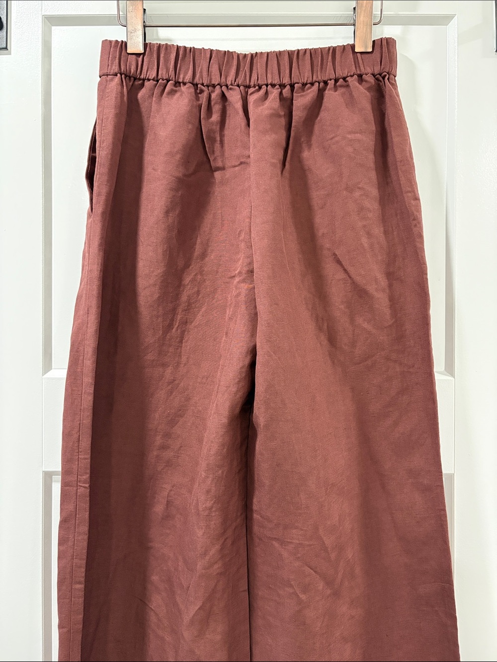 Ann Taylor Wide-Leg Pull On Linen Blend Pants in Dark Brown Size Small - Picture 7 of 10